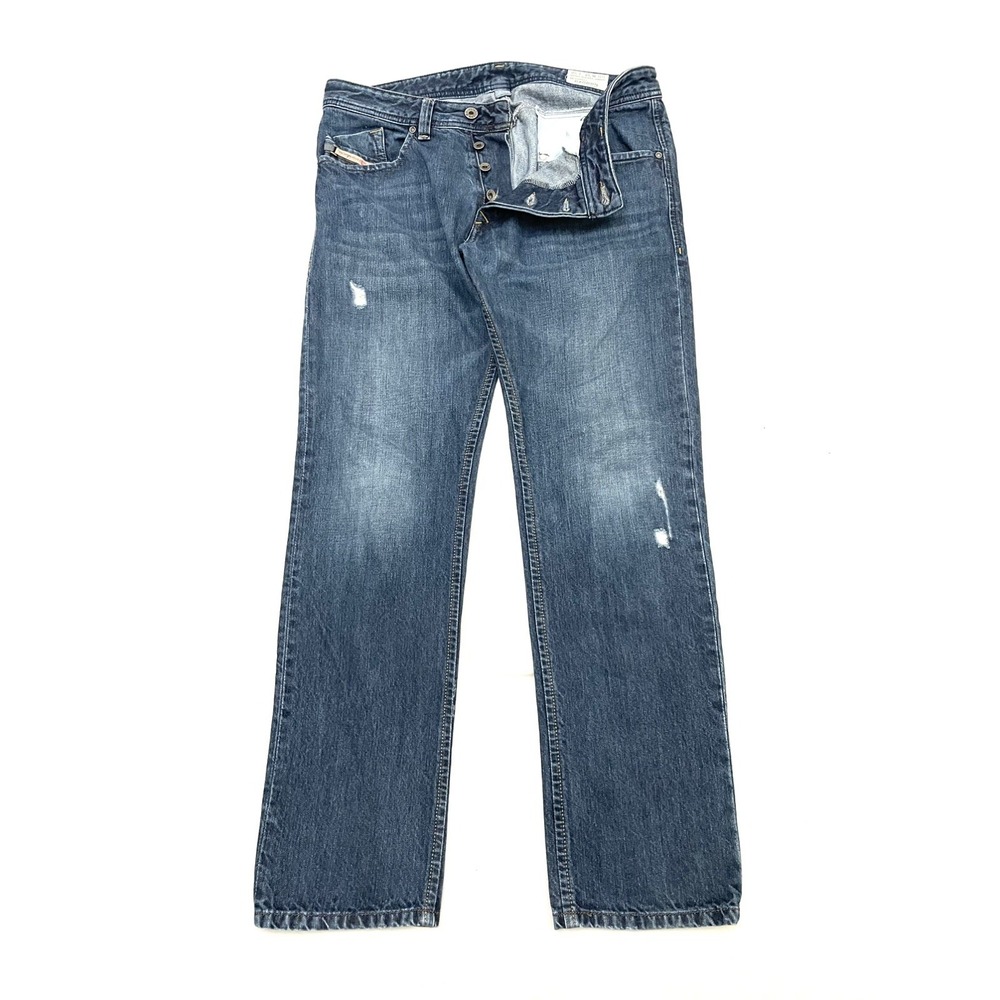 Diesel Darron Regular Slim Tapered Button Fly Jeans 32x30 Distressed Medium Wash